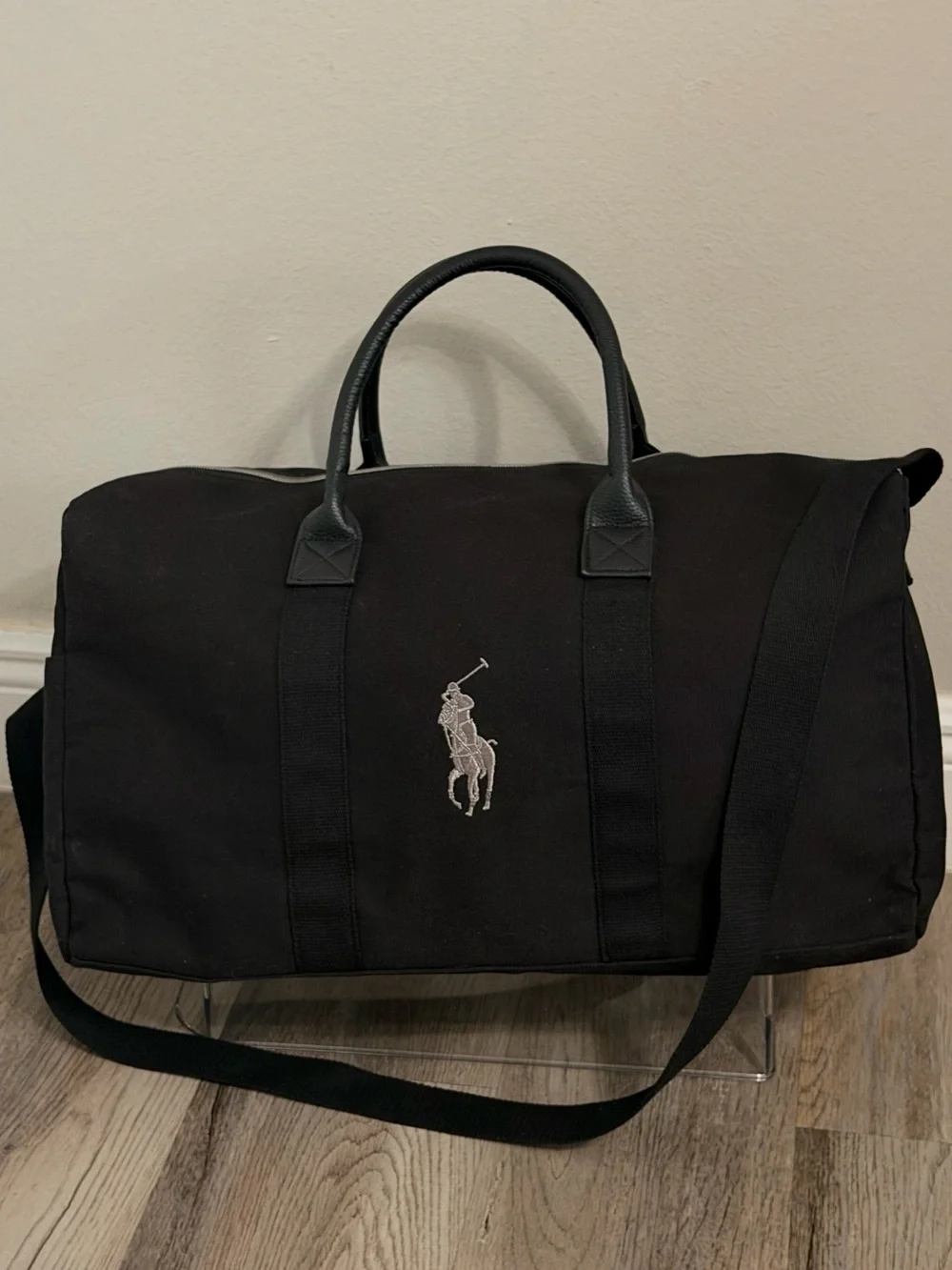 Polo by Ralph Lauren Black Canvas Duffel with Embroidered Polo Logo